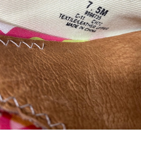 SPERRY Pink & White Cork Top Sider Peep Toe Slingback Bow Tie Wedges, 7.5 - Picture 10 of 10